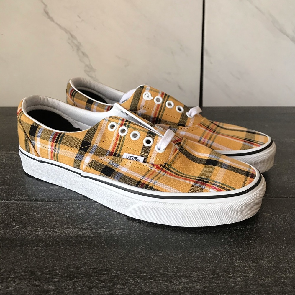NEW Vans Era Yellow Plaid Sneakers - Picture 2 of 7